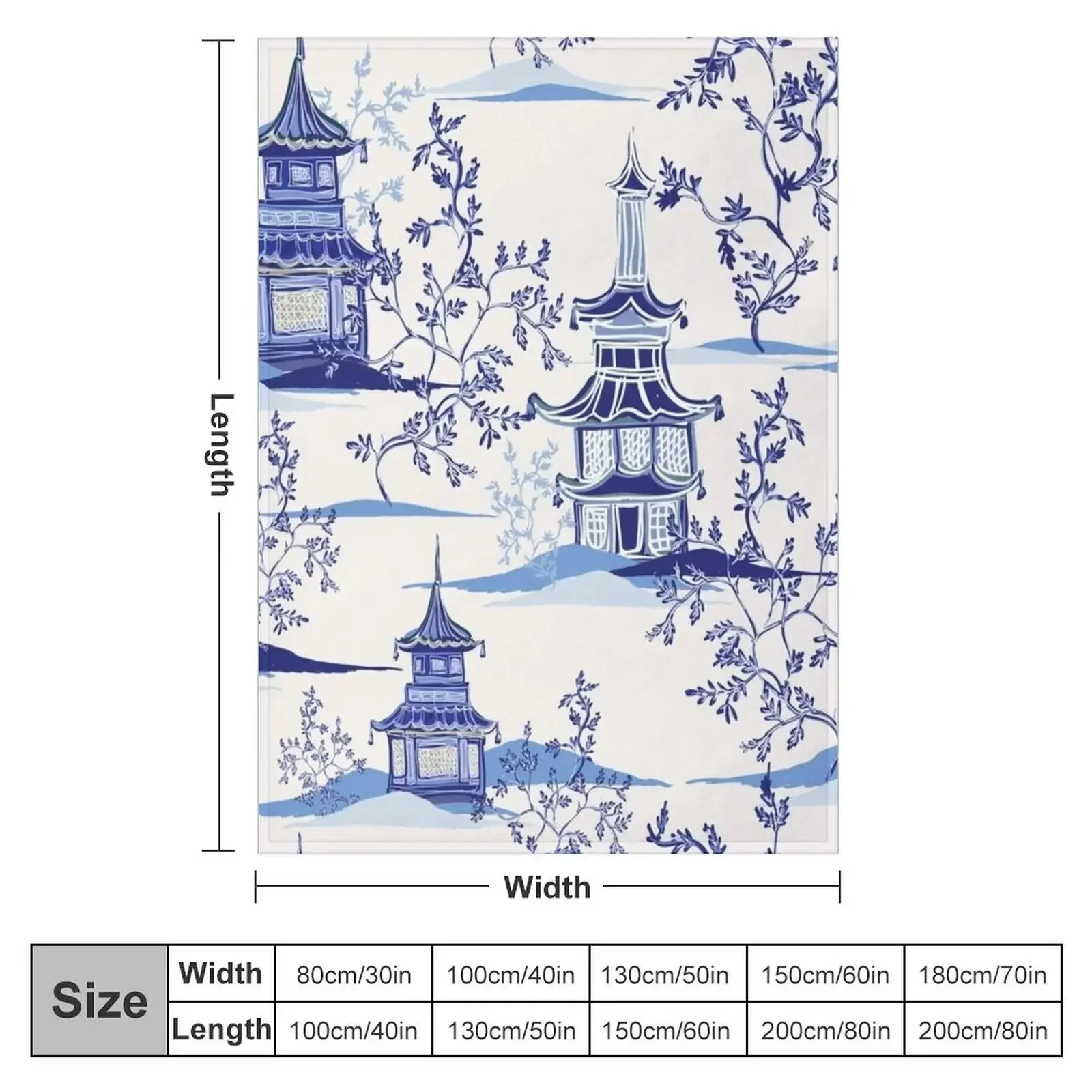 Delft Blue and White Porcelain - Chinoiserie Vintage Tea House Garden Throw Blanket Sofas wednesday Comforter Sofa Blankets