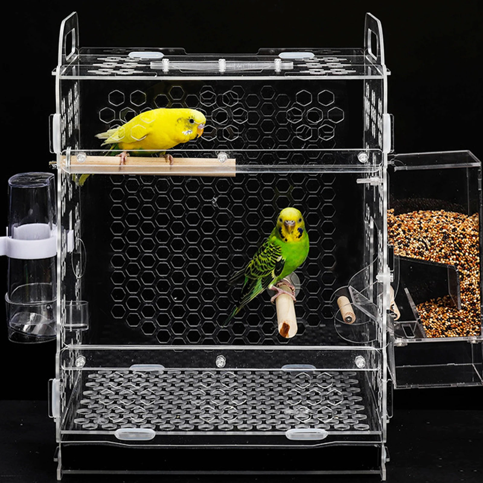 

Transparent Acrylic Parrot Transparent Birdcage Pigeon Cage For Home Cage Tray Durable Pet Breeder House Storage Travel
