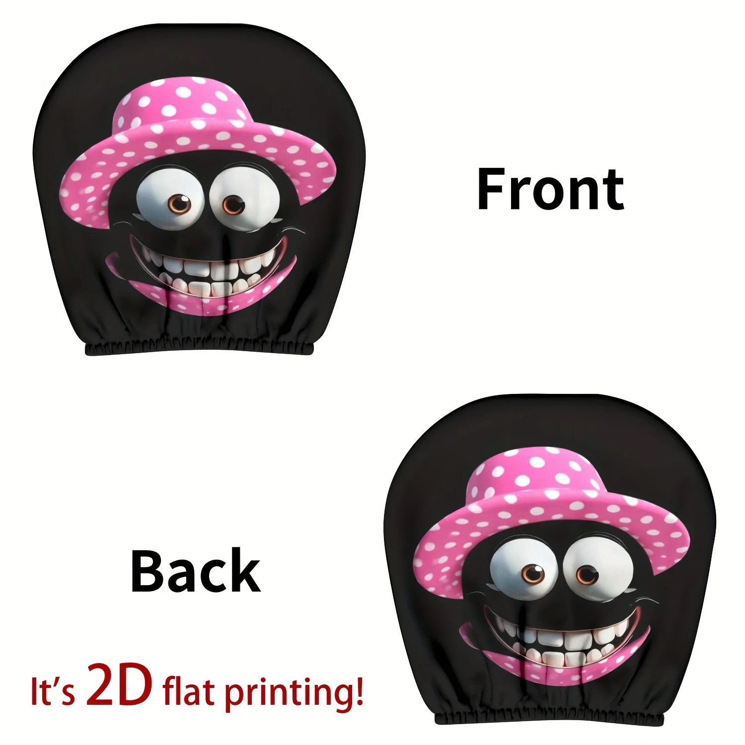 2pcs breathable car seat headrest covers with a pink polka dot top hat theme for girls, an exclusive gift for elegant ladies