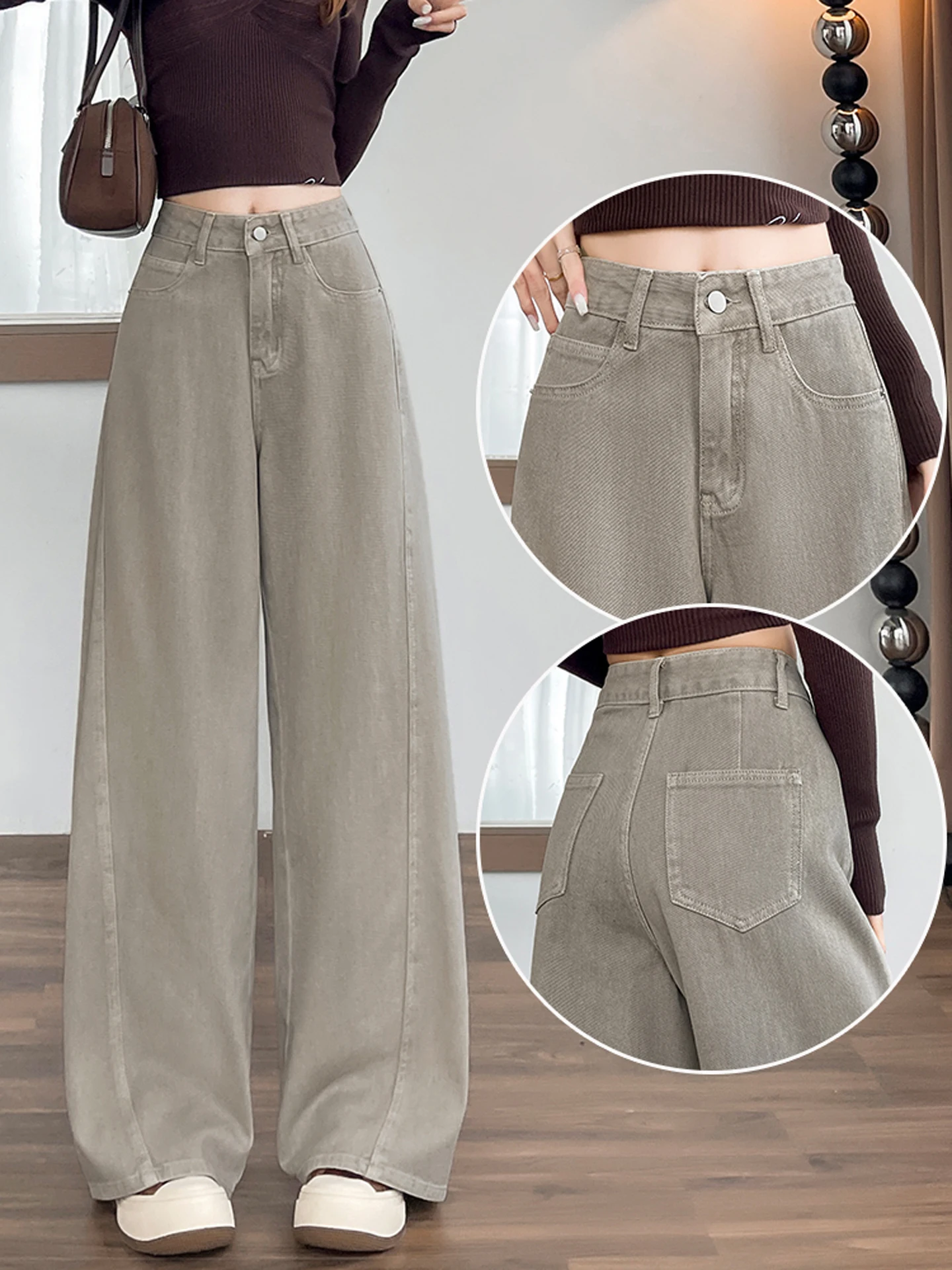 

Новые зимние женские джинсы больших размеров с широкими штанинами на подкладке, повседневные удобные дышащие джинсовые брюки с высокой талией и ножом