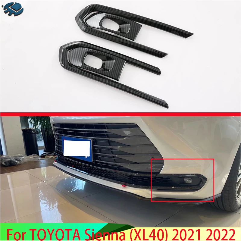 

For TOYOTA Sienna (XL40) 2021 2022 Car Accessories Carbon Fiber Style Front Fog Light Lamp Cover Trim Molding Bezel Garnish