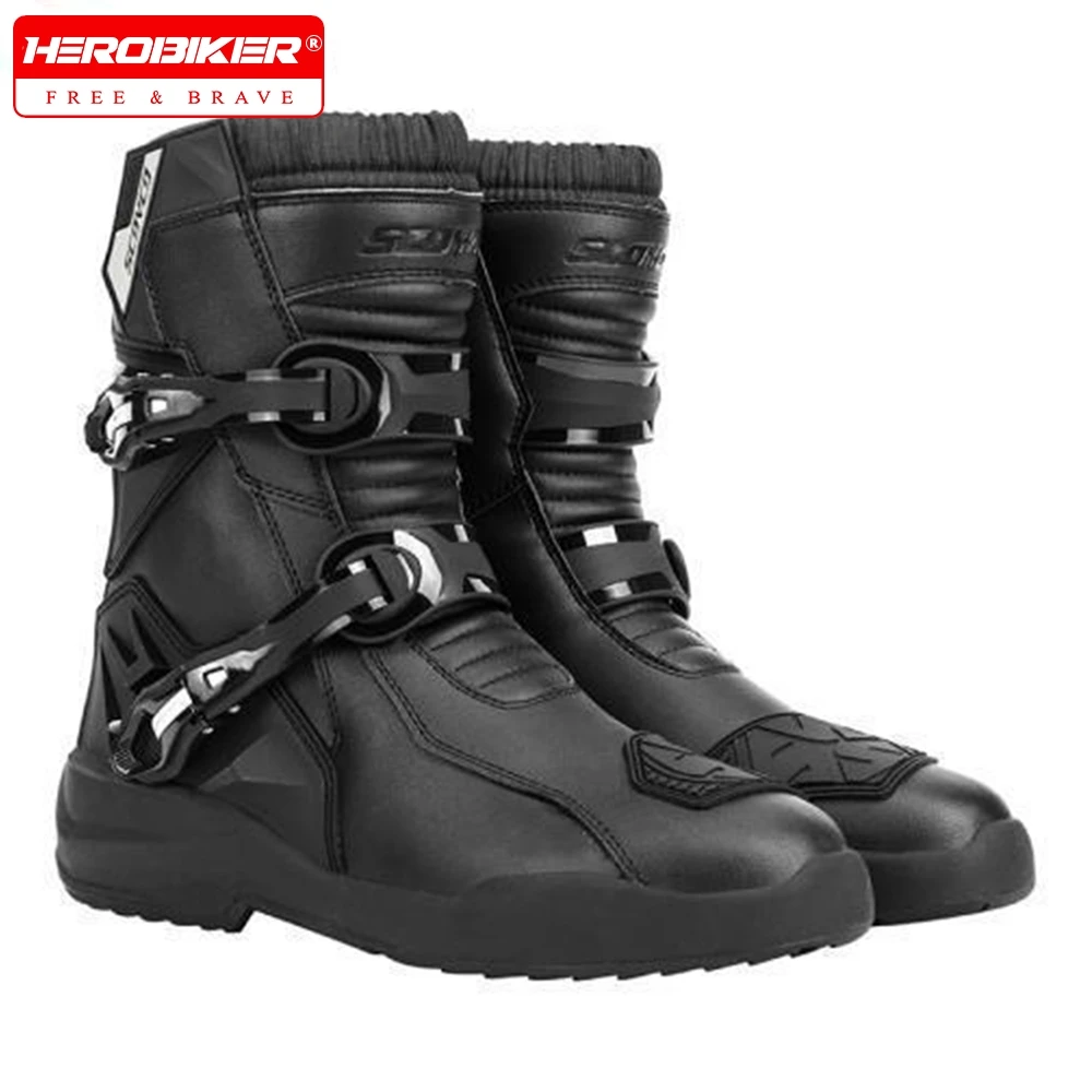 

Motorcycle Boots Off-Road Wear-resistant Men's Racing Biker Boots Anti-slip Motorcycle Boots Waterproof Leather Motocross Boots