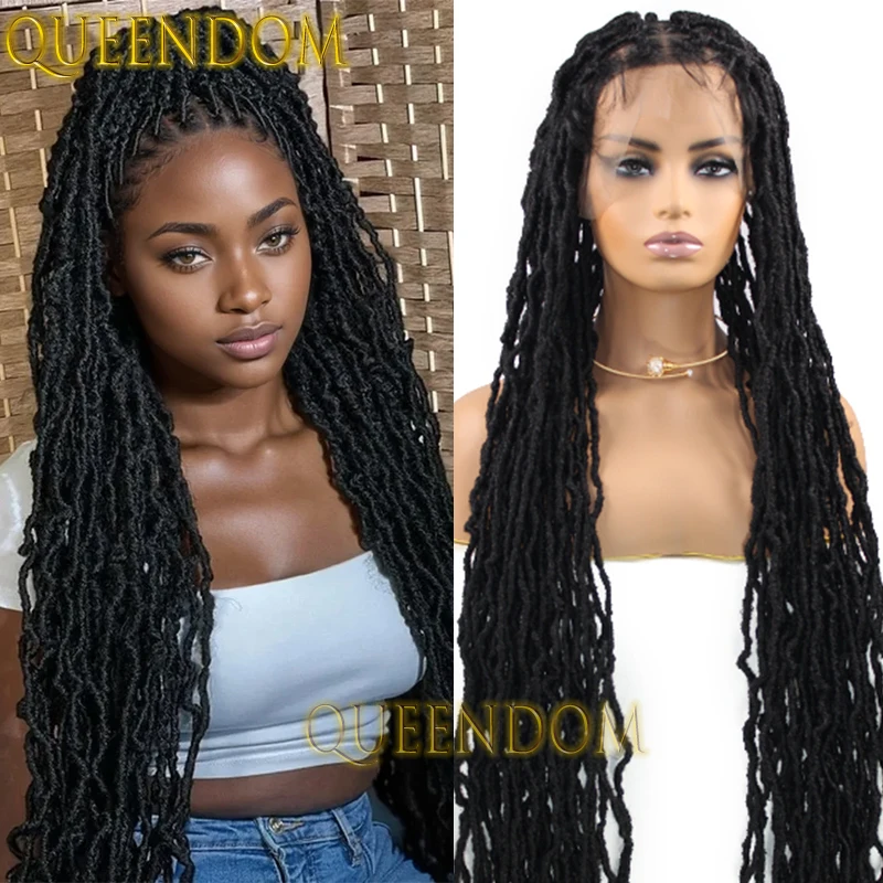 Synthetic Passion Twist Braid Wig 40 Inch Full Lace Butterfly Faux Locs Crochet Braids Wig Knotless Box Braided Pre Looped Wigs