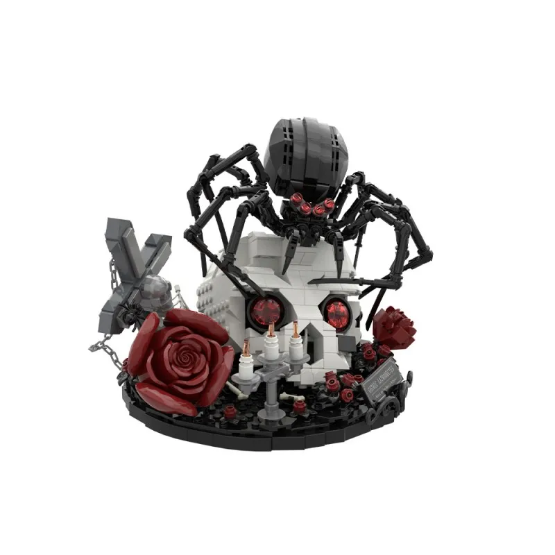 

MOC Dark Fantasy Spider Rose Building Blocks Gothic Flower Animal Plant Diorama Construction Set Adults Fun Macabre Home Decor
