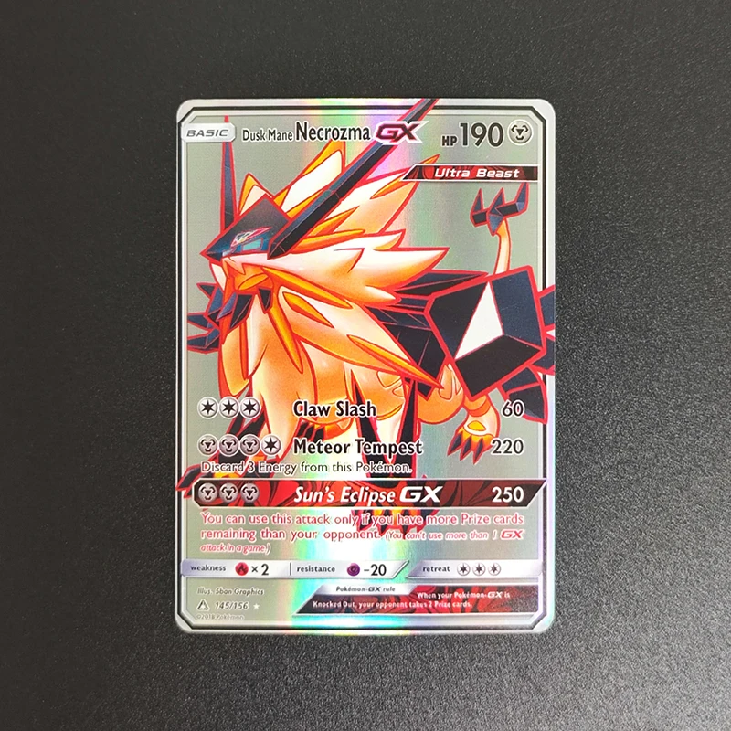 20PCS/Set DIY PTCG English Xurkitree Nihilego Buzzwole Dusk Mane Necrozma Solgaleo Pheromosa GX Hobby Collection Flash Card Toy