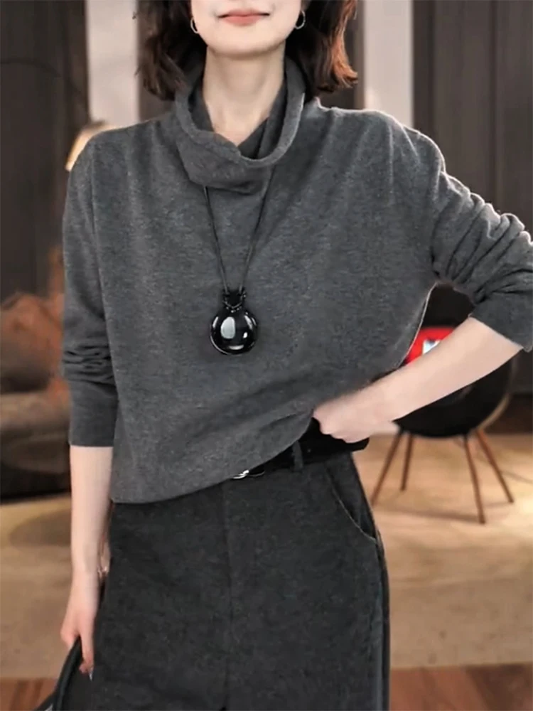 

Korean Sle High Ne Soft Cozy Knitwear Autumn Winter New Arrival plus Size Ele Agel Slimming Top for Women