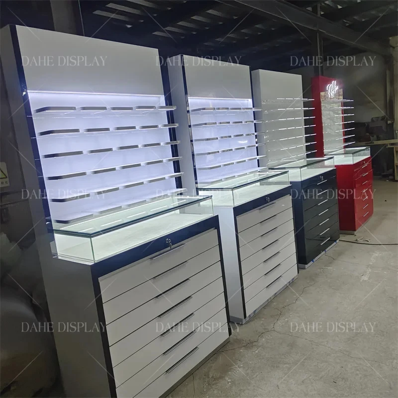 custom.Customized Eyewear Display Standing Cabinet with Lighting Optical Furniture Sunglasses Display Showcase Optical Displ