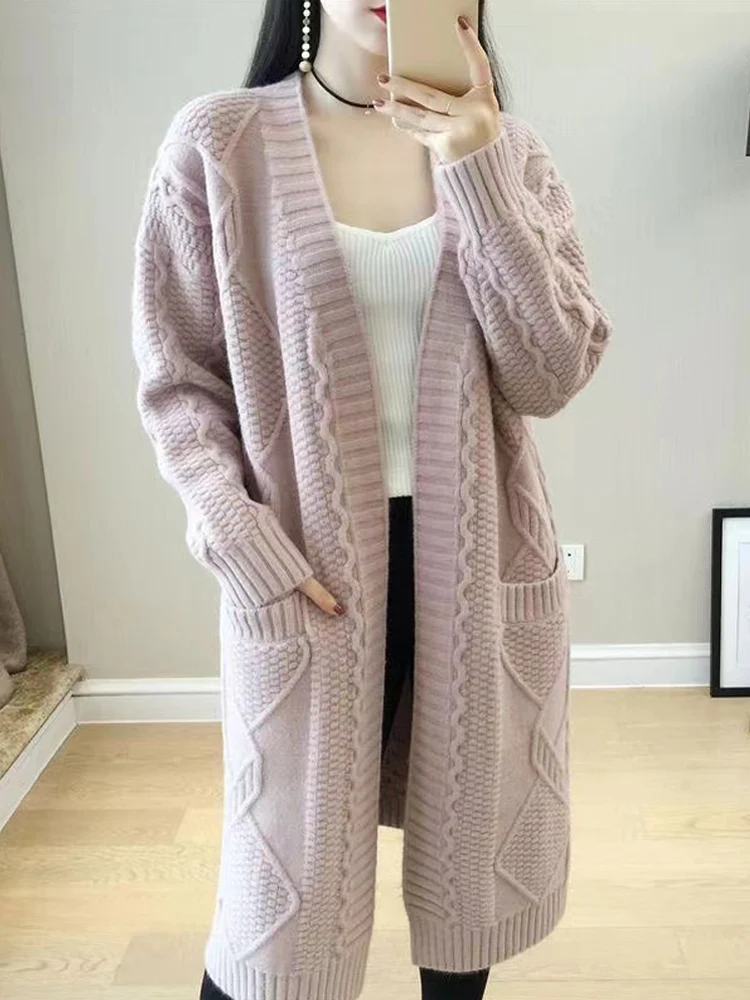 Korean Style Women Cardigan Sweaters 2024 New Autumn Students Casual Loose Long Knitted Coat Female Knitwear Outwear Pull Femme