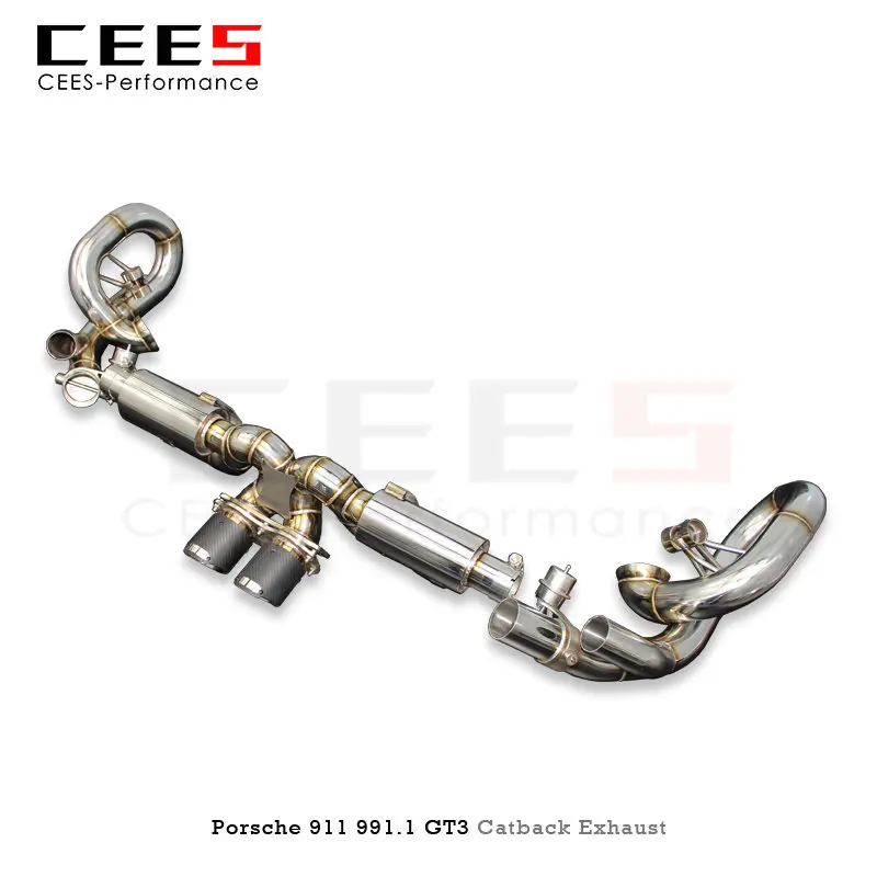 CEES for Porsche 911 991.1 GT3 3.8T 2010-2019 Racing Exhaust System Performance Tuning Valve Control SS304 Muffled Exhaust Pipes