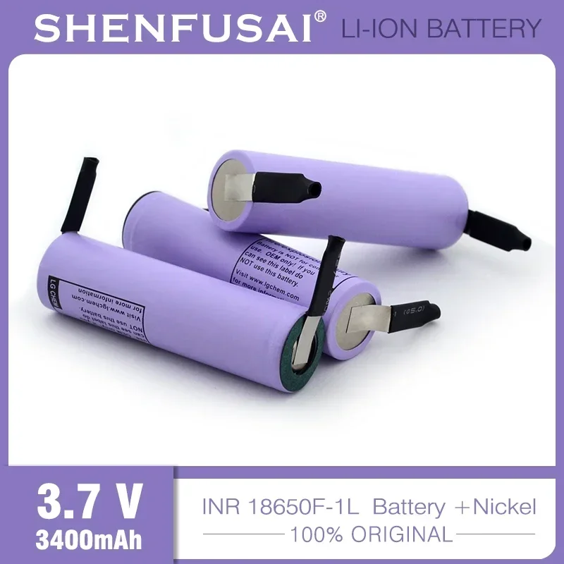 充電式リチウムイオン電池,18650f-1l,3.7v,3400mah,20A放電,大電流,DIYニッケルストリップ,新品