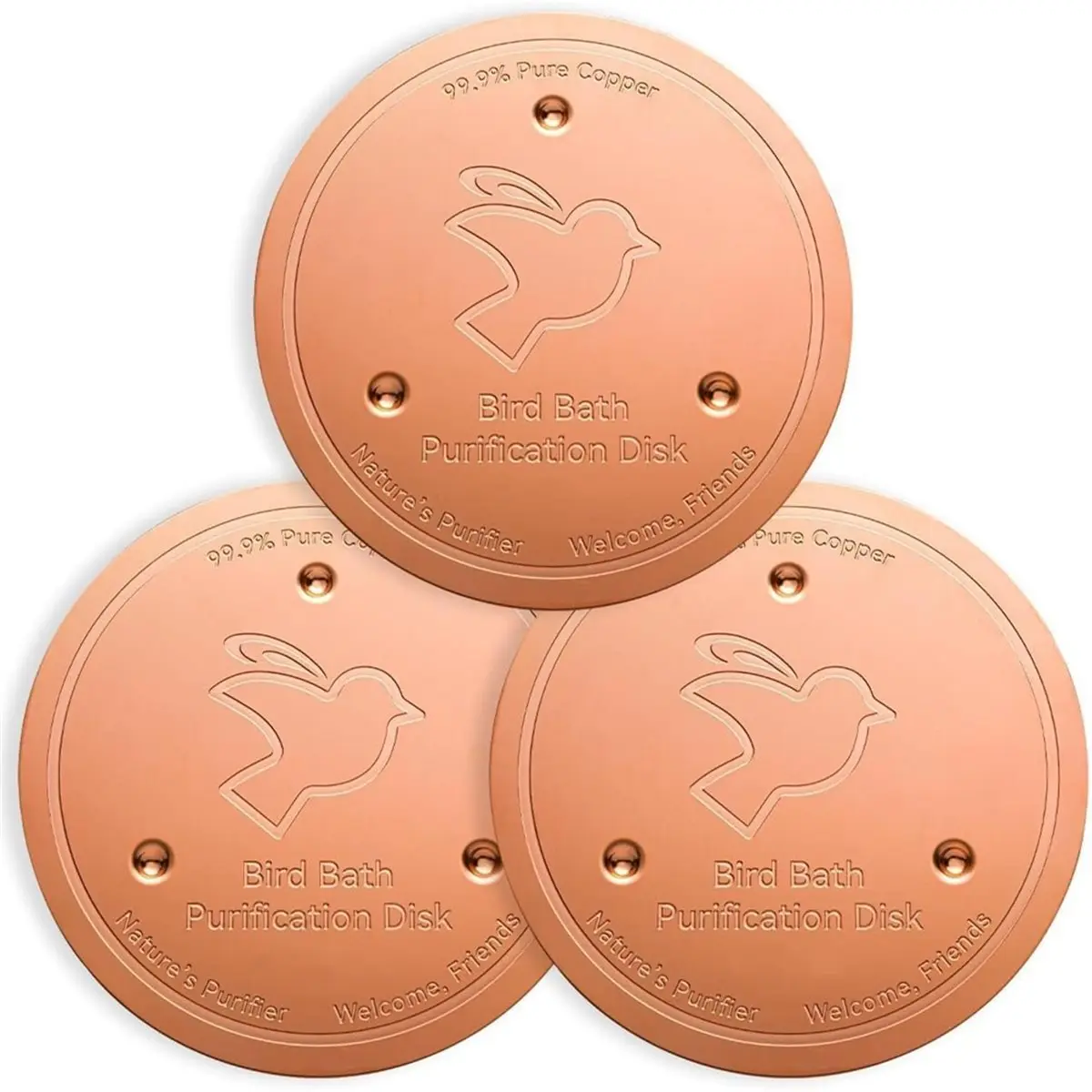 A1941K 3Pack Copper Cleaning Disc, 99.9% Pure Copper with Stable Triple-Point Support,Physical Water Care for Bird Baths SUMMER