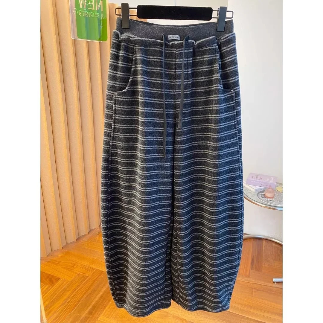 

Retro American Large Size 300 Pou Color Blo Striped Dstring Sweatpants Men Women Autumn Winter Loose Casual Knife E...