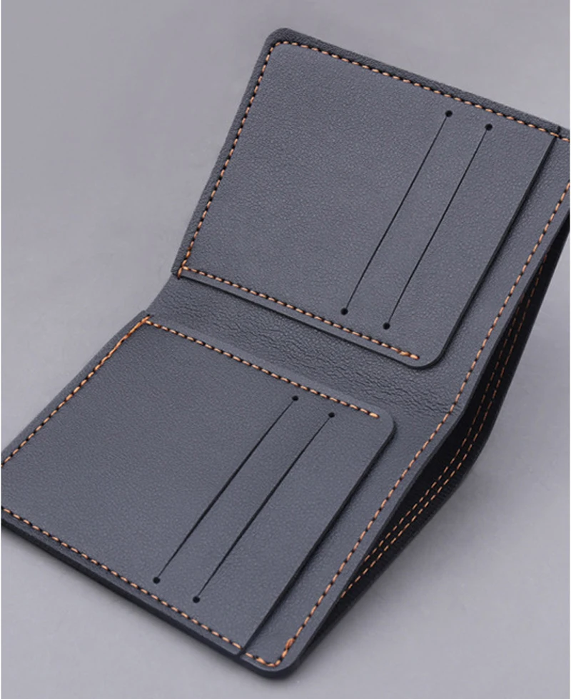 3pcs Men PU Brief Plain Double Linen Open  Short Credit Card Holder Wallet