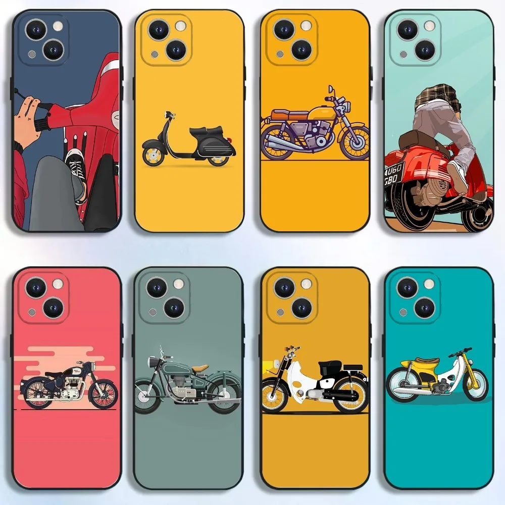 

V-VespaS Scooter Phone Case For iPhone 16,15,14,13,12,11,Pro,X,XS,Max,XR,Plus,Mini Soft Black Cover