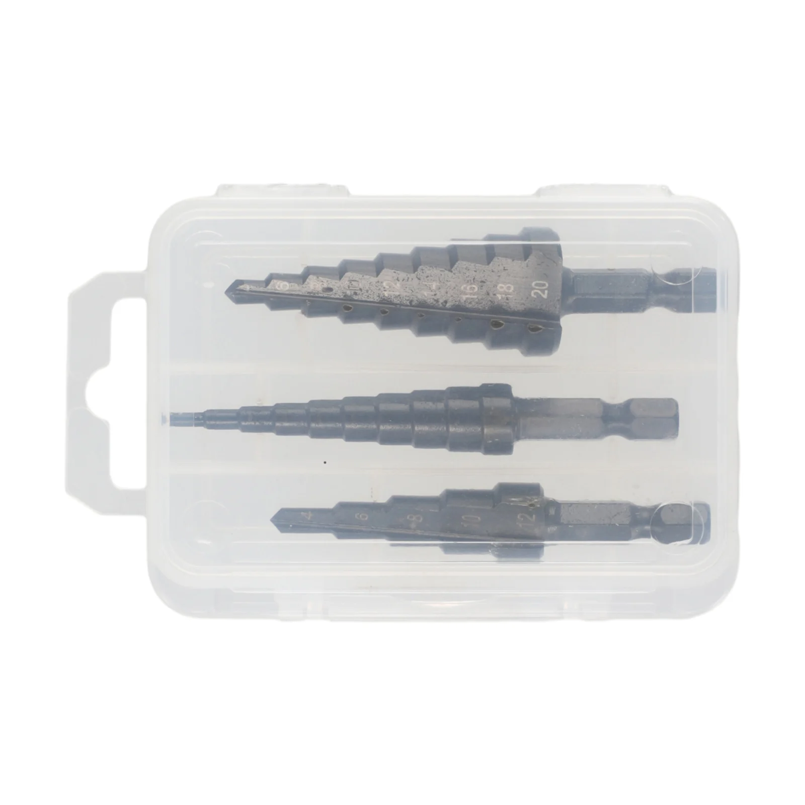 3Pcs Step Drill Bit Coated Straight Groove 3-12mm 4-12mm 4-20mm Hole Cutter HSS Steel Nitrided Step Drill Bits With Storage Box