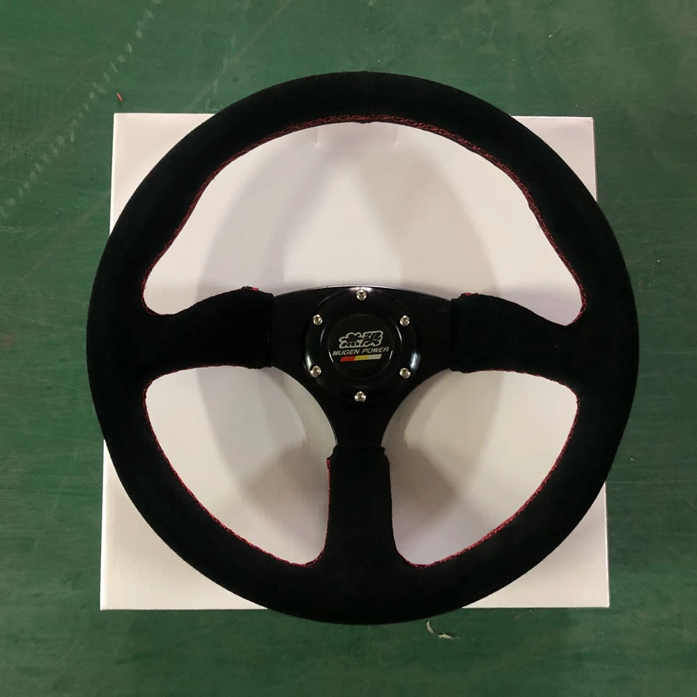 

JDM Universal 350MM Racing Drift MUGEN Steering Wheel Car Suede Leather JDM Steering Wheel Volantes For VW HONDA TOYOTA BMW