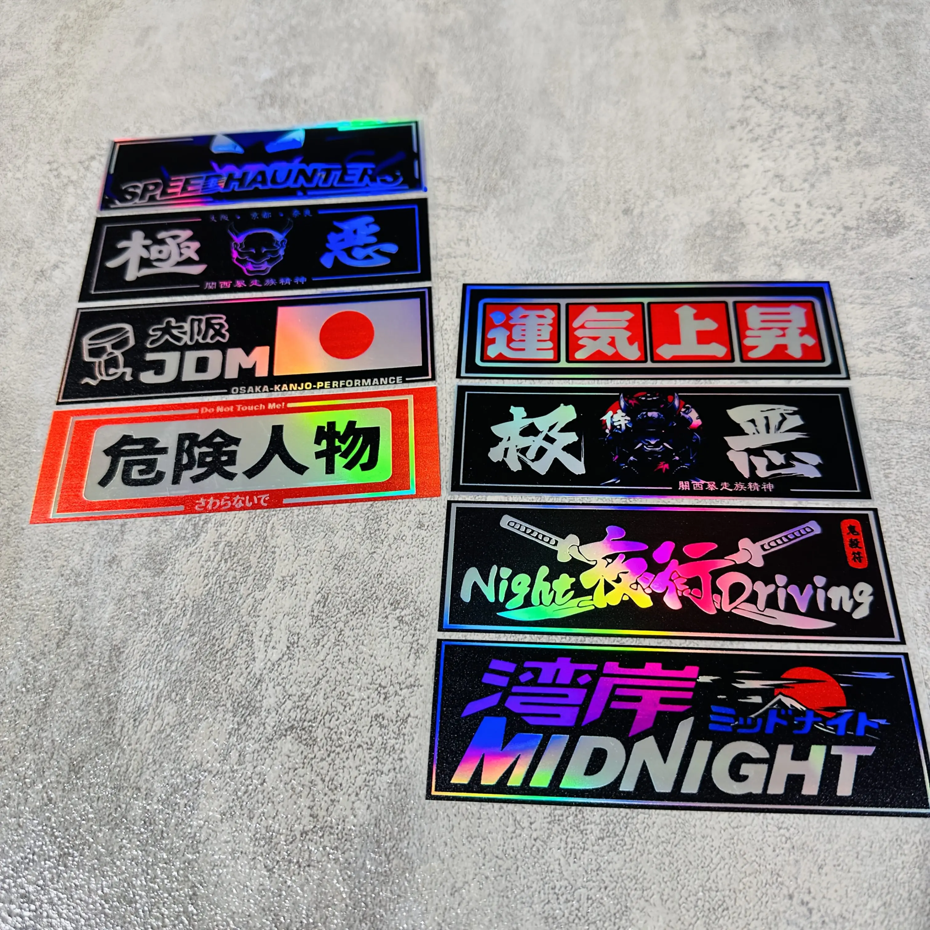1SET Japanese JDM Style Holographic Stickers Waterproof Vinyl Decal for Car Motorcycle Helmet Laptop Decor view 2