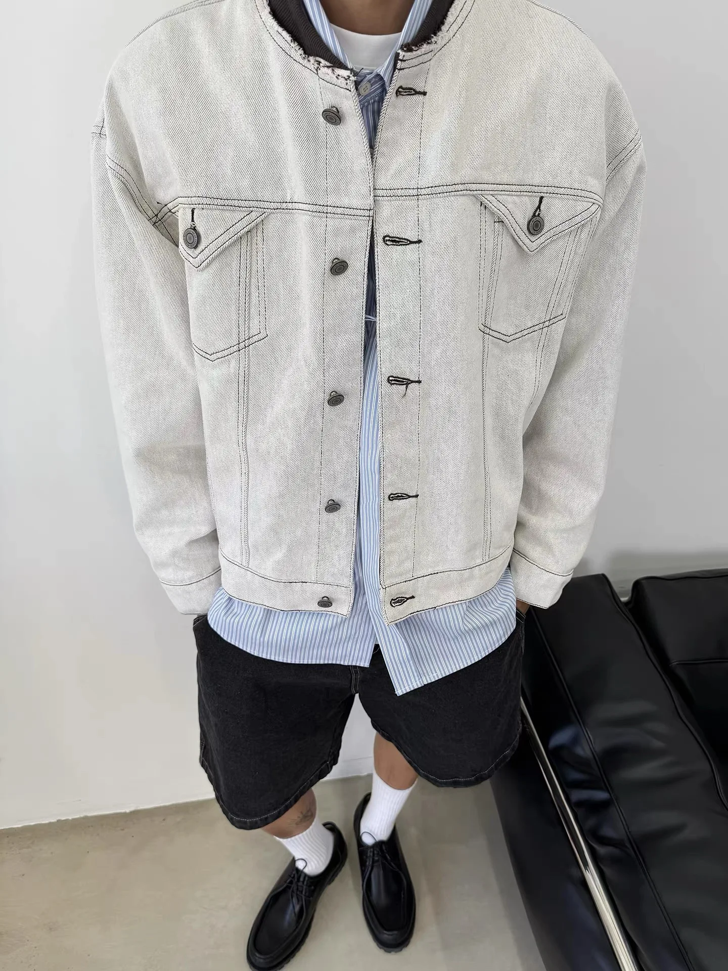 

Свободная рабочая одежда American Waed Vintage ort Svel для мужчин, повседневная весенне-осенняя бейсбольная одежда с воротником на одной пуговице