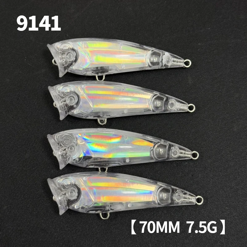 Popper sin pintar 70mm 7.5g Topwater para pesca de superficie - imagen 2