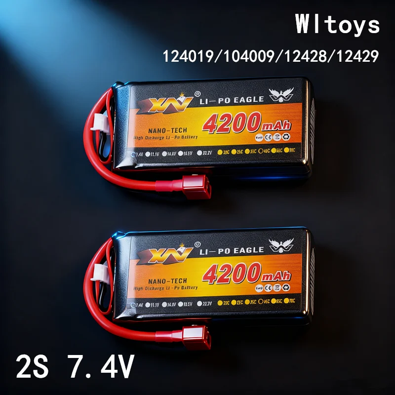 7.4V 4200mAh Deans Lipo Battery 2S RC Car Battery for Wltoys