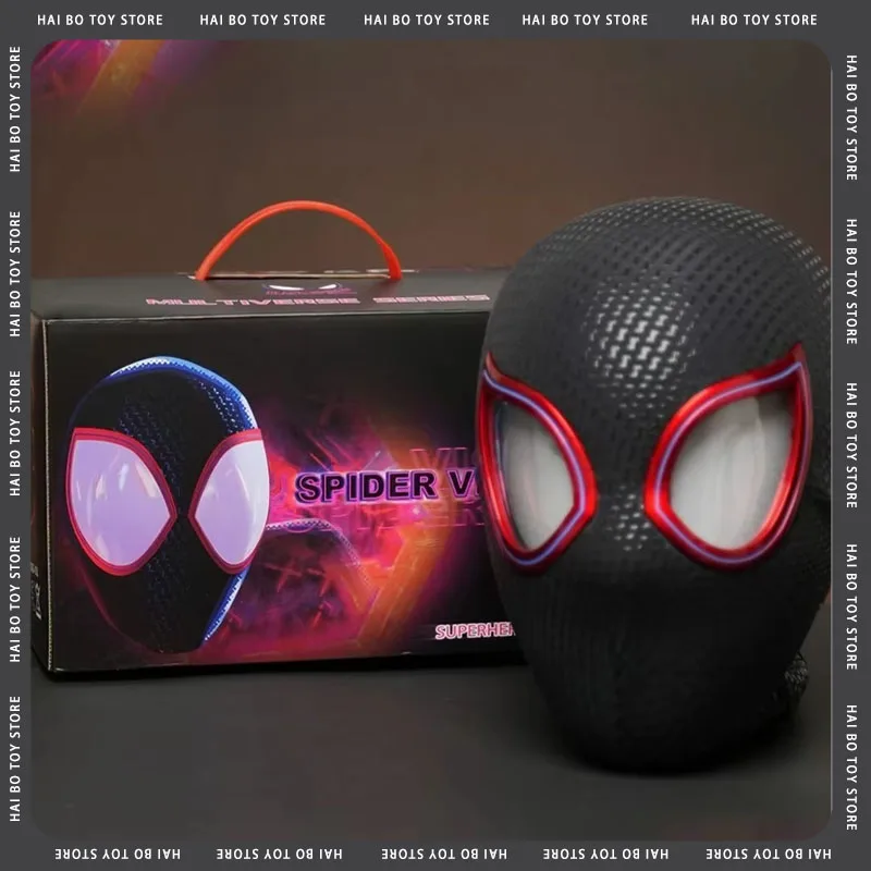 Máscara de pestañas Miles Spider-Man, tocado, Cosplay, ojos móviles, máscara electrónica, juguetes de Control remoto, disfraz de Cosplay, regalos para niños y adultos