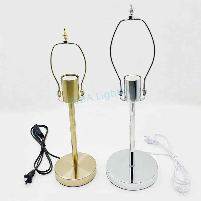 Copper Gold Color Table Lamp Retro Floor Lamp Iron Lamp Base Cable E27 Socket Lamp Holder Desk Lamp Metal Lamp Base with Bracket