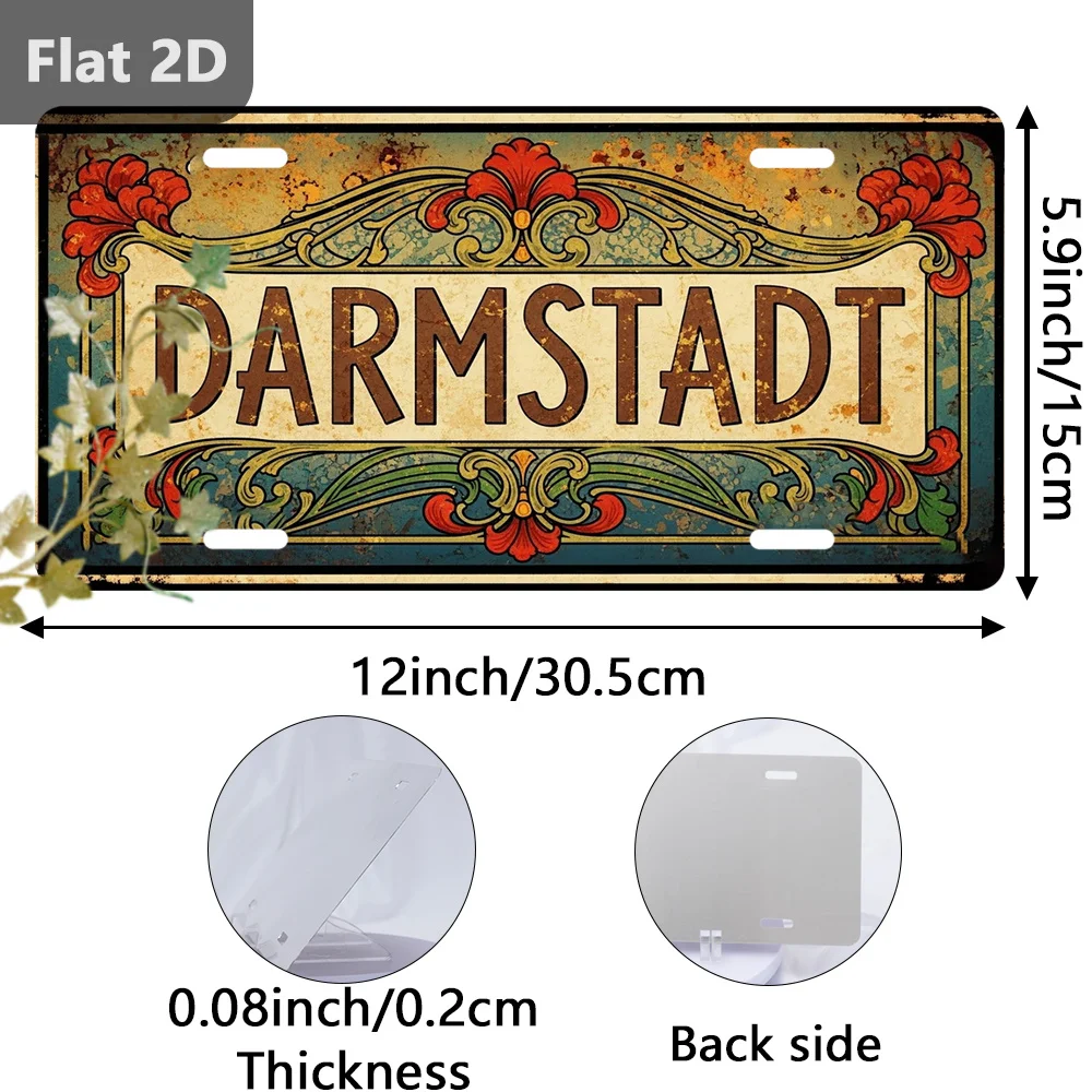 2D Flat - 1pc 2D Flat Vintage Sign Darmstadt | Decorative Plaque & Statue, 12