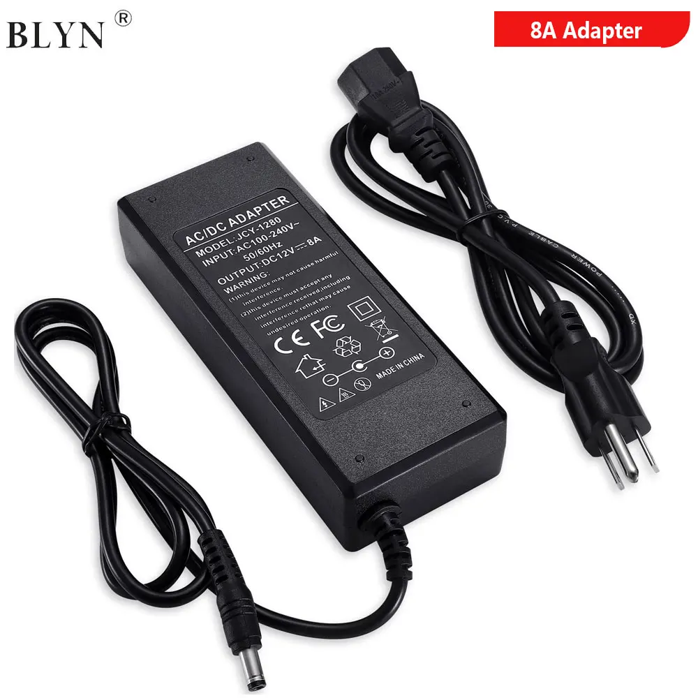 DC12V 8A Power Supply Adapter DC24V 5V AC Transformer Switching Driver Power Converter for LED Strip Lights  CCTV Camera Cooler