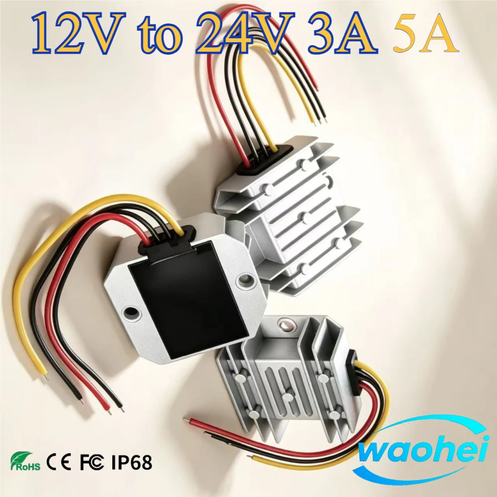12V to 24V 3A 5A Step-up Converter Boost 12Volt to 24Volt Voltage Regulator for AUTOMOTIVES Car Truck Boat Power Supply CE ROHS