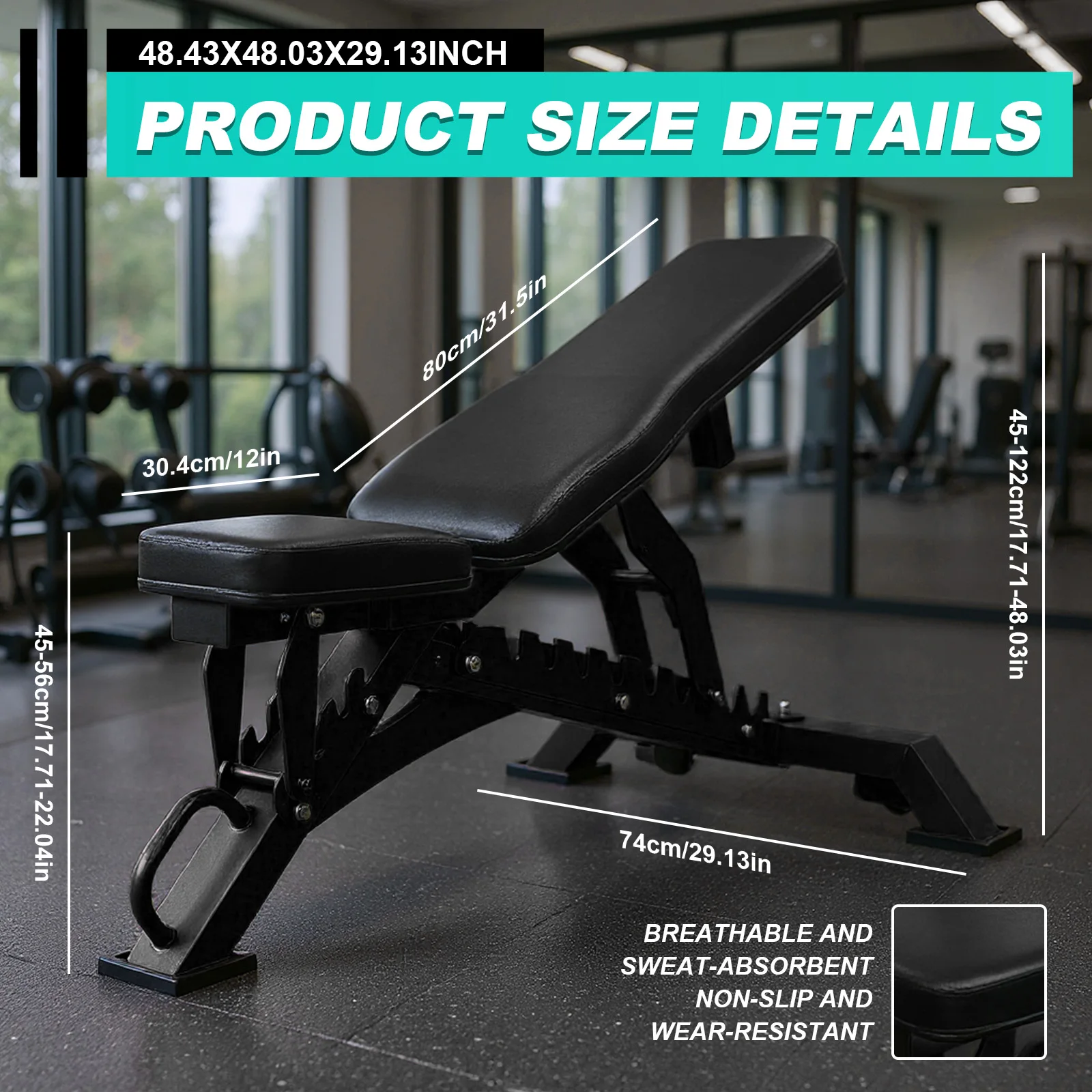 مقعد رفع الأثقال قابل للطي وقابل للتعديل ومتعدد الوظائف للتدريب على الجسم بالكامل