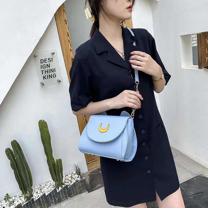 2023 New Sailor Moon Women Handbag Cat Ear Shape Chain Shoulder Bag PU Leather Creative Laides Messenger Crossbody Small Bag