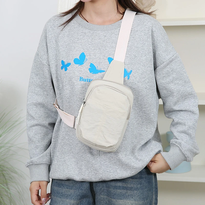 المرأة حقيبة صدر للرجال حقيبة ظهر كروسبودي نوعية جيدة نايلون مقاوم للماء حقيبة كتف صغيرة للرجل لون نقي حقيبة أنثى عادية جديدة #5