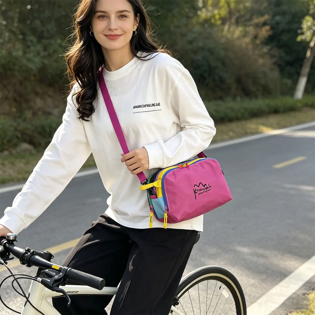 Trendy Personality Dopamine Rainbow Color Diagonal Cross Bag Large Capacity Outdoor Convenient Handheld Travel Makeup Bag image 6