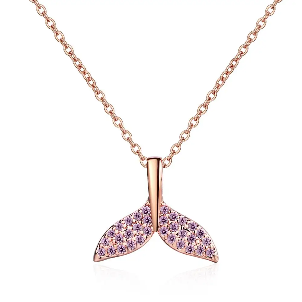 Real 925 Sterling Silver Zircon CZ Fish Tail Pendant Choker Necklace for Women Light Luxury Animal Fine Jewelry Colar de Prata