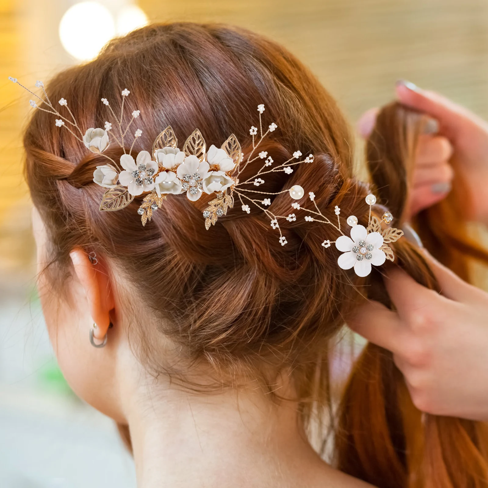 

3pcs Wedding Hairpin Bridal Accessory Alloy U Shape Hair Fork For Party Hanfu Photography Chic Women Hair Stick Flower Design