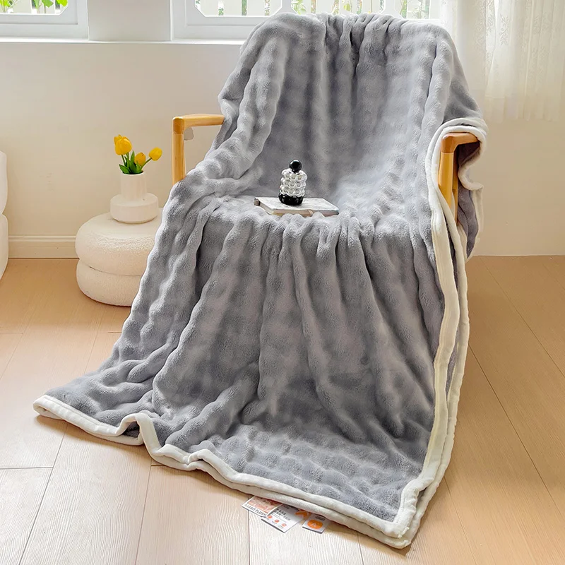 Soft Fleece Throw Blanket for Couch Office Gift,3D Bubble Decorative Cozy Fuzzy Flannel Blanket, Lightweight Warm Plush Blanket