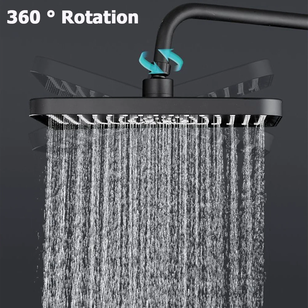 320mm Big Panel Large Flow Supercharge Rainfall Ceiling Mounted Shower Head Sliver High Pressure Abs Thicken Bathroom Shower