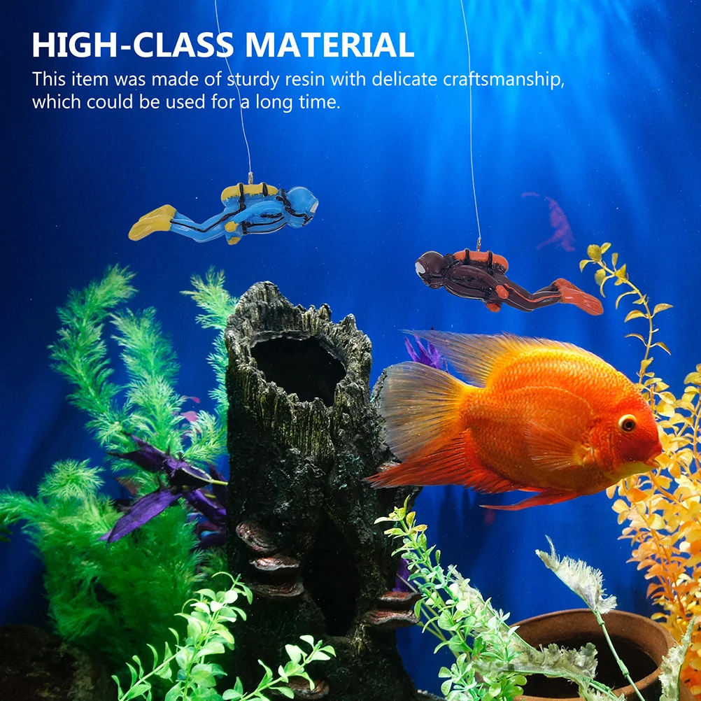 

4pcs Resin Floating Diver Decorative Aquarium Ornaments For Fish Tank Household Waterproof Durable Aquatic Decor Pet Supplies