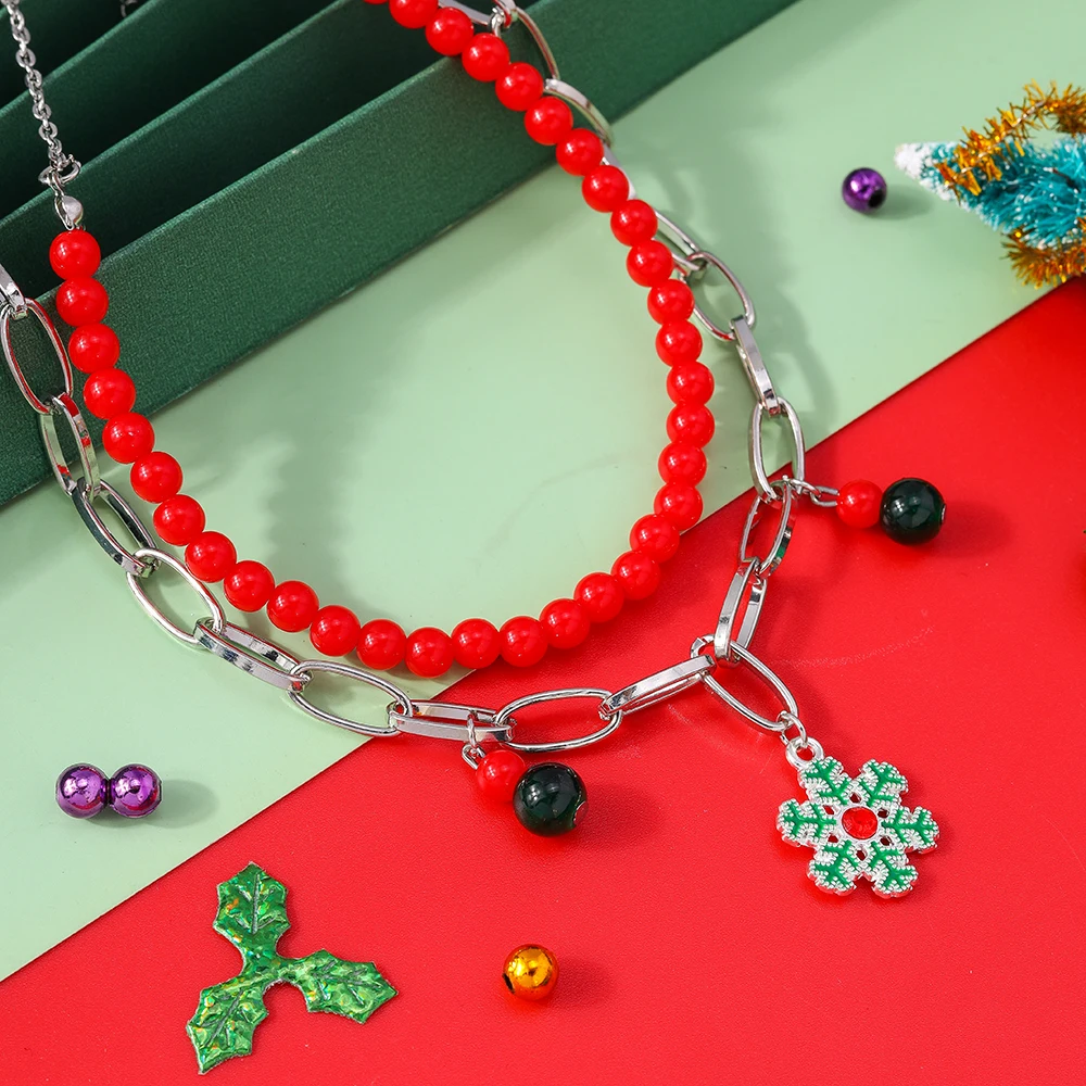 Aihua Neue Mode Weihnachten Halskette für Frauen Mädchen Santa Claus Deer Glocke Weihnachten Stern Baum Anhänger Halskette Neue Jahr Geschenke – Detail 7