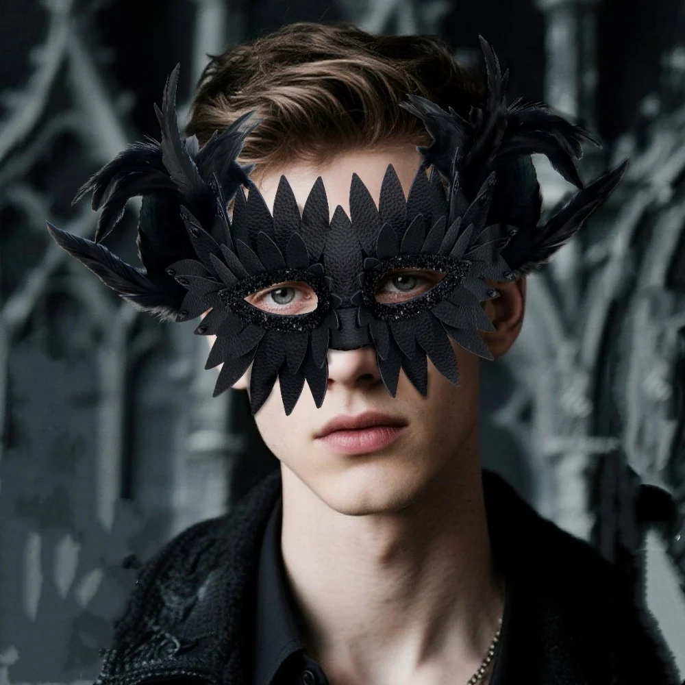قناع منقار الطيور غامض من الريش نصف وجه قناع حفلة تنكرية قسط لحفلات الرقص الكرنفالات حفلة تنكرية