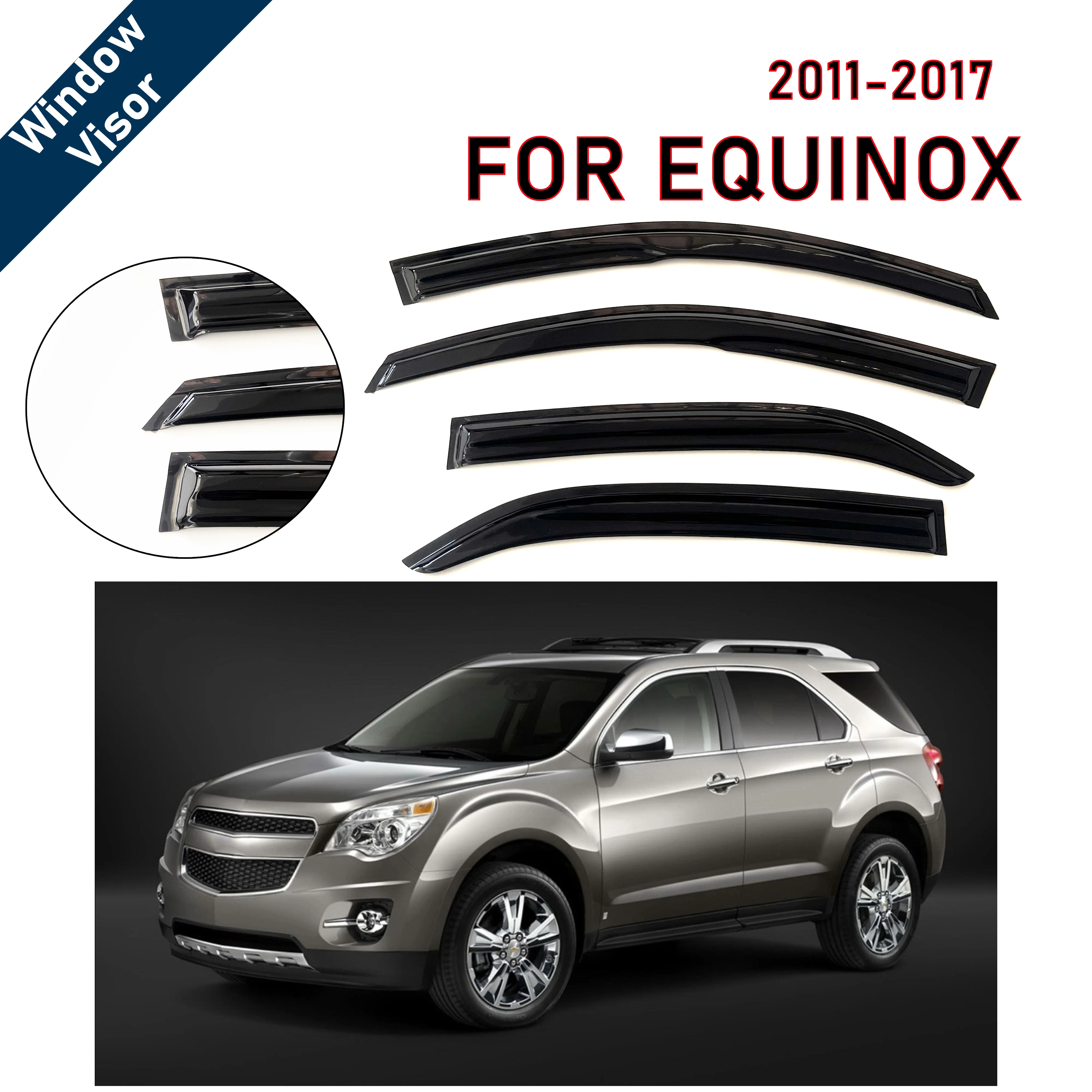 

Window Visor for Chevy Equinox 2011-2017 | 4pcs Rain Guard Wind Deflector | Car Weather Shield Accessory