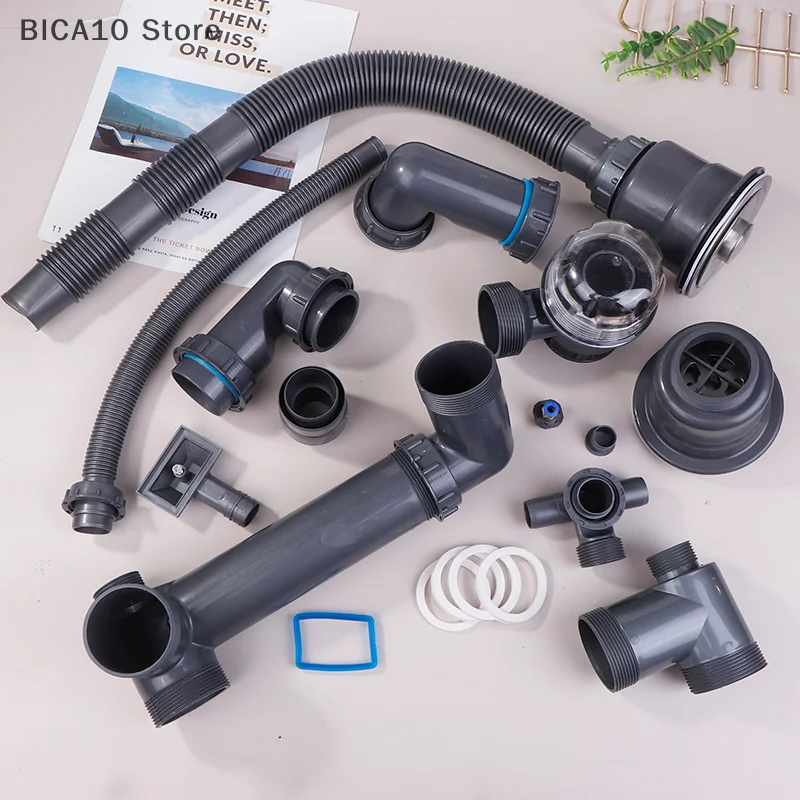 Kitchen Washbasin Sink Bathroom Downpipe Fittings Single And Double Sink Anti-odour Drain Pipe Tee Sink Drain Universal Set