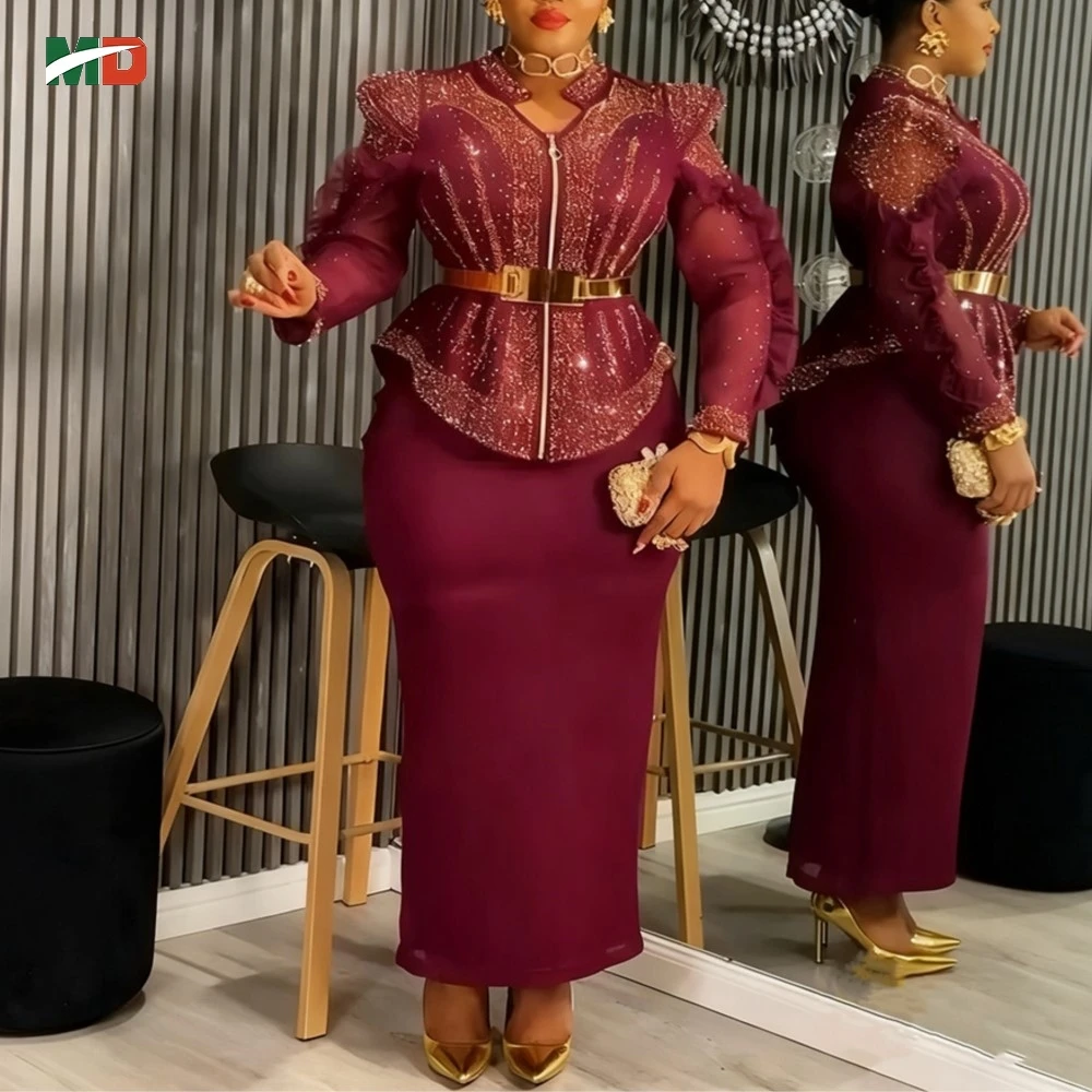 

MD Большие размеры Африканские вечерние платья для женщин Новая мода Дашики Анкара Свадебное вечернее платье Элегантное мусульманское платье макси в Турции