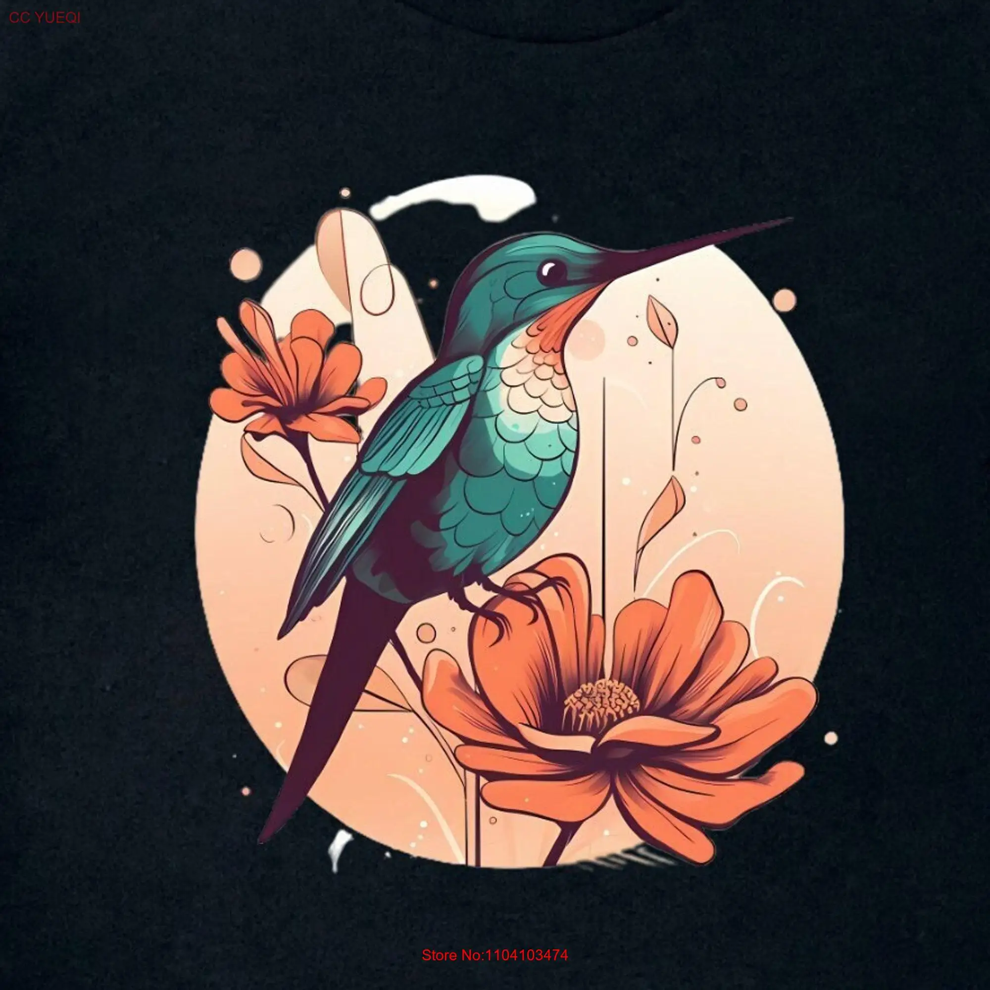 Nature's Harmony Hummingbird and Flower T Shirt Perfect for Her Bird Enthusiasts Lover Floral long or short sleeves