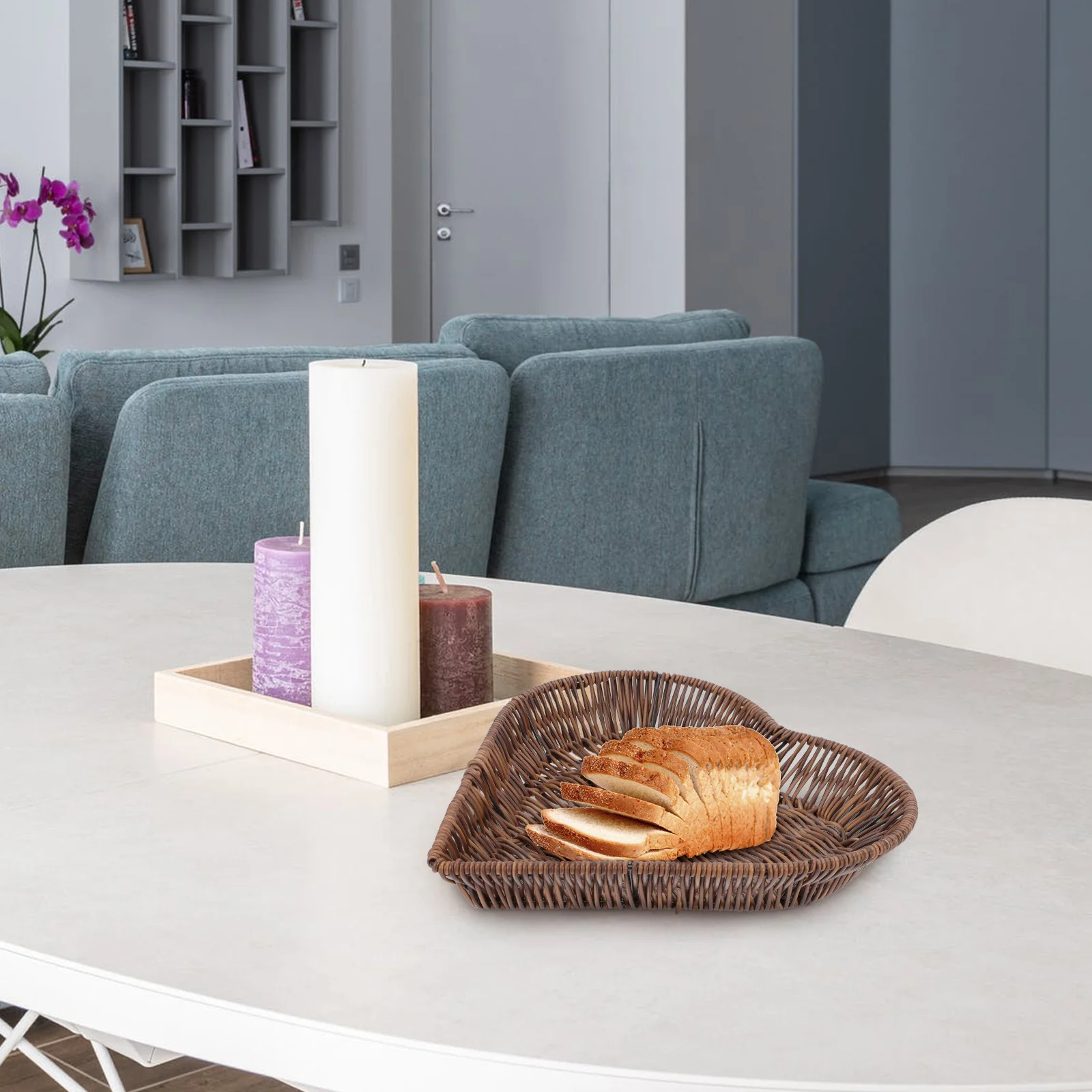 

Imitation Rattan Fruit Basket Sturdy Countertop Storage Baskets Snacks Pp Heart Home Creative