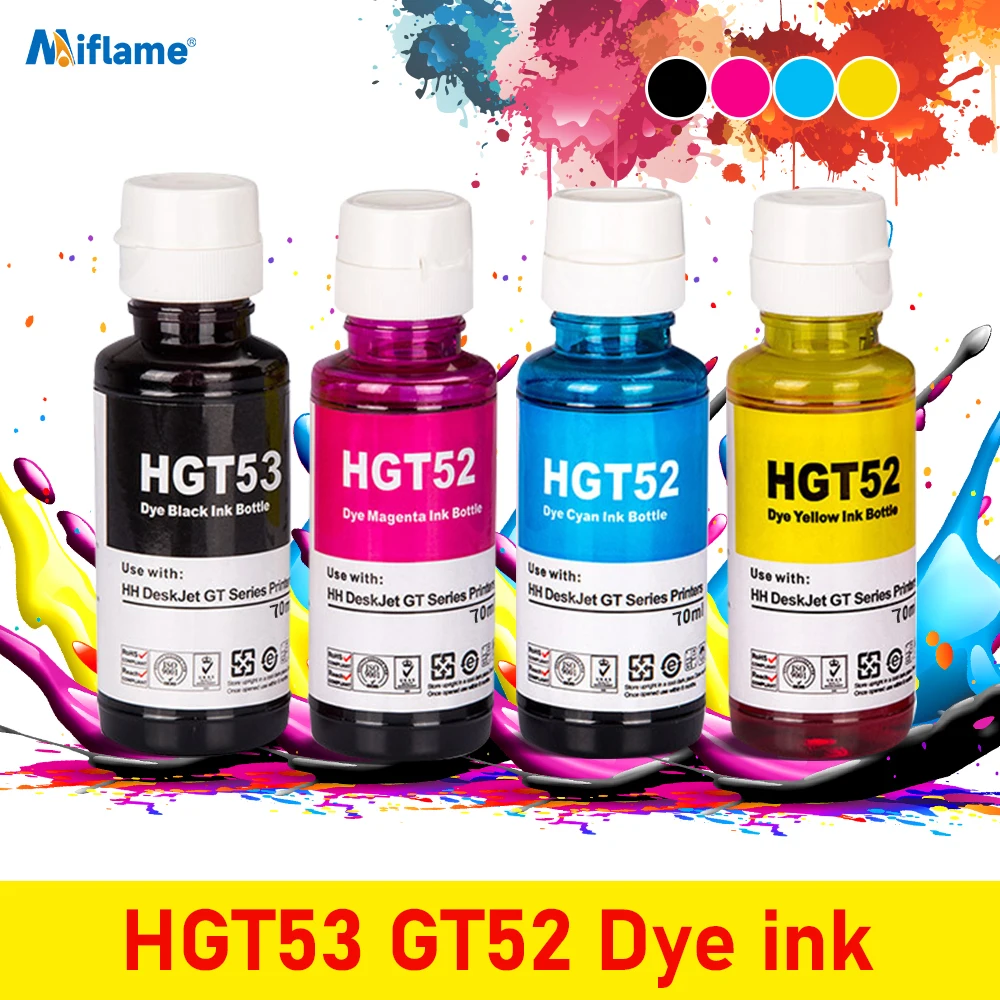 70ML GT53 GT52 Dye ink Refill Dye Ink For HP Smart Tank 508 511 514 515 518 519 530 531 532 533 538 571 419 412 411 416 printer