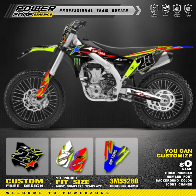 

PowerZone для Kawasaki, графические фоновые наклейки, наклейки для 2016 2017 2018 KXF450 KX450F 002