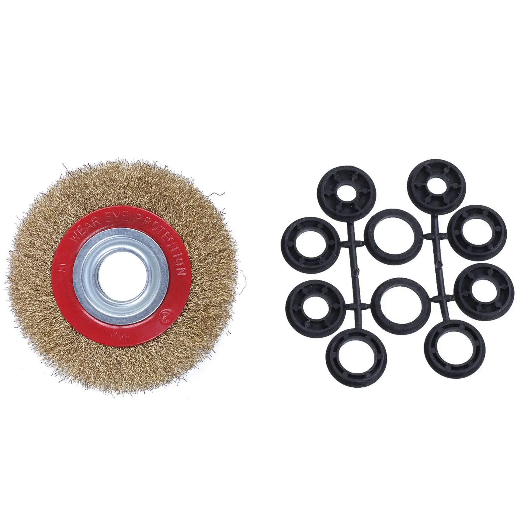 HHTL 2X Wire Brush Wheel For Bench Grinder Polish + Reducers Adaptor Rings,6Inch 150Mm