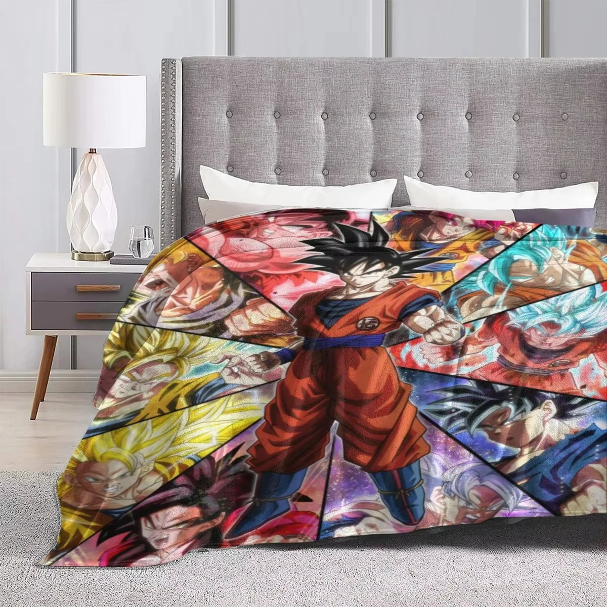 

The Anime Legend Dragon-ball Saiyan Knitted Blanket All Seasons Flannel Blanket Bed Sofa 3D Printed Ultra-Soft Warm Bedspreads