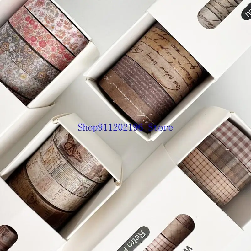 P82A 8Roll Aesthetic Decorative Tape for Scrapbooking Photo Album Journal Notebook